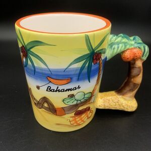 Vintage Bahamas 3D Palm Tree Handle Tropical Coffee Mug Tea Cup